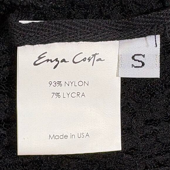 Enza Costa Black Lace Long Sleeve Crew Neck Shirt Thumbholes Small - Picture 5 of 5